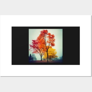 Autumn trees melancholy in a park Posters and Art